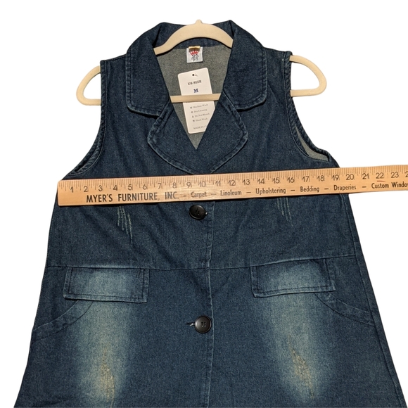 🆕 Omo One denim jean shirt vest tunic medium - Picture 3 of 7